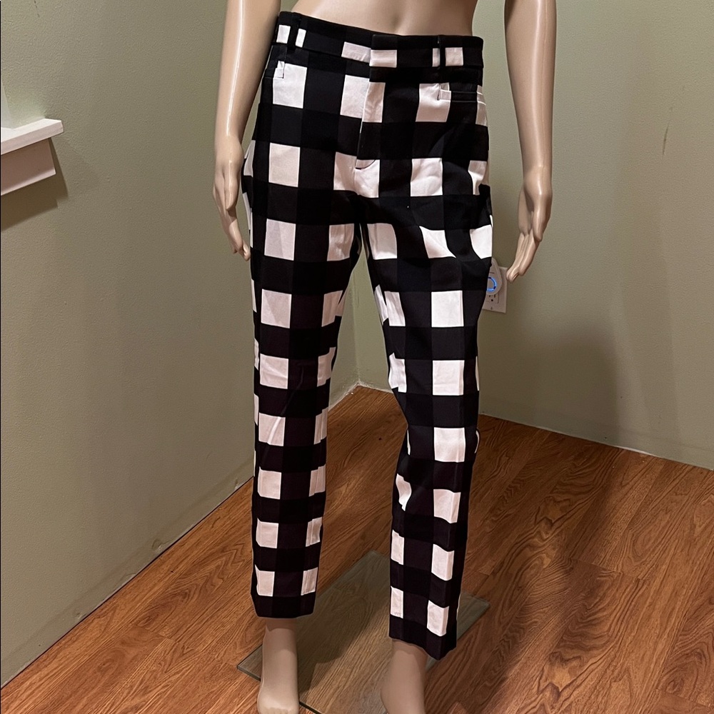 Banana Republic Stylish Black and White Checkered Pants 12